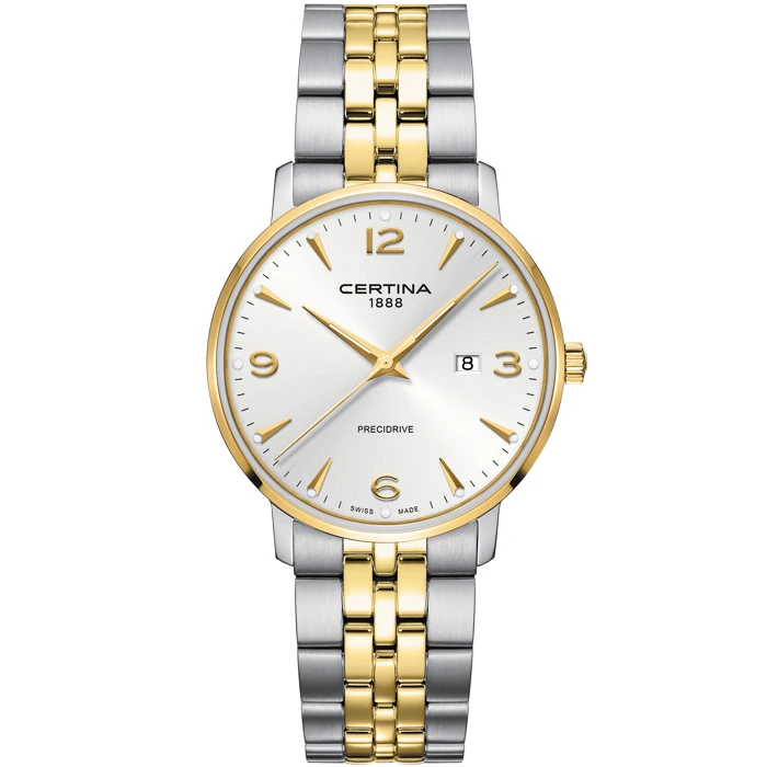 Мъжки ръчен часовник с кварцов механизъм - корпус от Стомана - Стоманена верижка - цвят Сребрист Злато