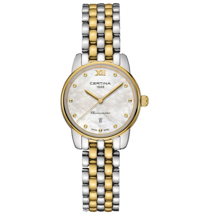 Дамски ръчен часовник с кварцов механизъм - корпус от Стомана - Стоманена верижка - цвят Седеф Сив