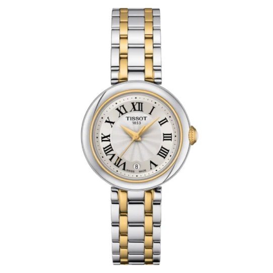 Tissot T126.010.22.013.00 Bellissima Small lady - Дамски ръчен часовник с кварцов механизъм - корпус от Стомана - Стоманена верижка - цвят Сребрист Злато