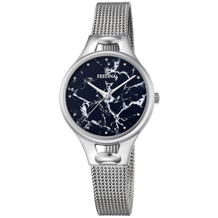 Дамски ръчен часовник с кварцов механизъм - корпус от Стомана - Меш - цвят Син Сив