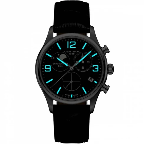 Мъжки ръчен часовник с кварцов механизъм - корпус от Стомана - Естествена кожа - цвят Син Черен