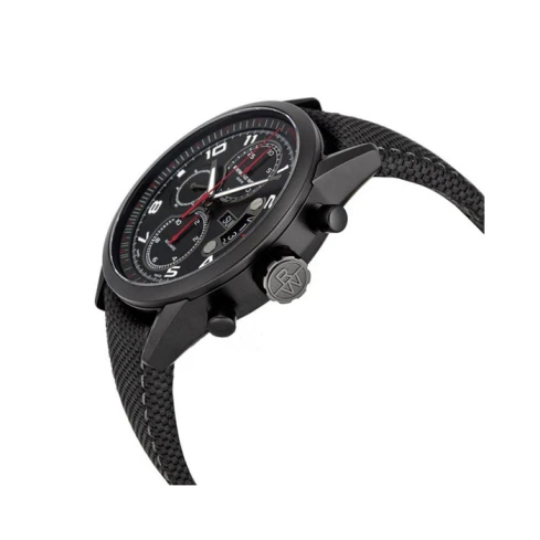 Мъжки ръчен часовник с автоматичен механизъм - корпус от Стомана - Текстил и естествена кожа - цвят Черен Черен