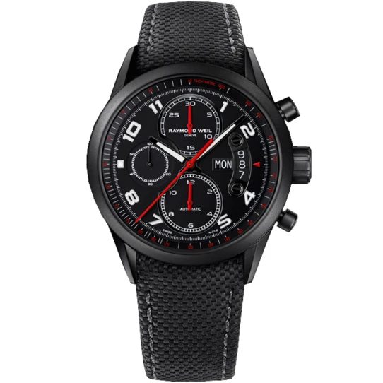 Мъжки ръчен часовник с автоматичен механизъм - корпус от Стомана - Текстил и естествена кожа - цвят Черен Черен