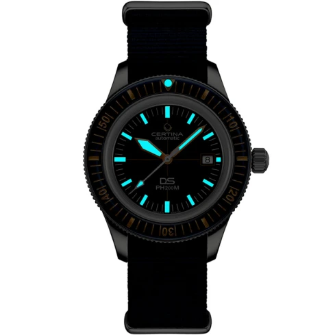 Мъжки ръчен часовник с автоматичен механизъм - корпус от Стомана - Нато каишка - цвят Син Син