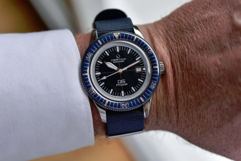 Мъжки ръчен часовник с автоматичен механизъм - корпус от Стомана - Нато каишка - цвят Син Син