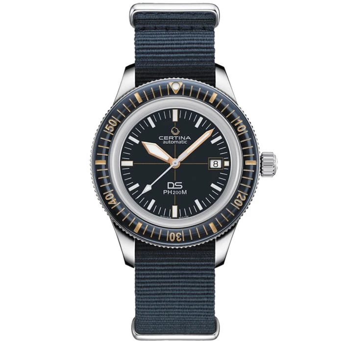 Мъжки ръчен часовник с автоматичен механизъм - корпус от Стомана - Нато каишка - цвят Син Син