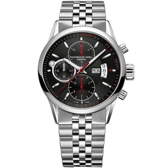 Мъжки ръчен часовник с автоматичен механизъм - корпус от Стомана - Стоманена верижка - цвят Черен Сив