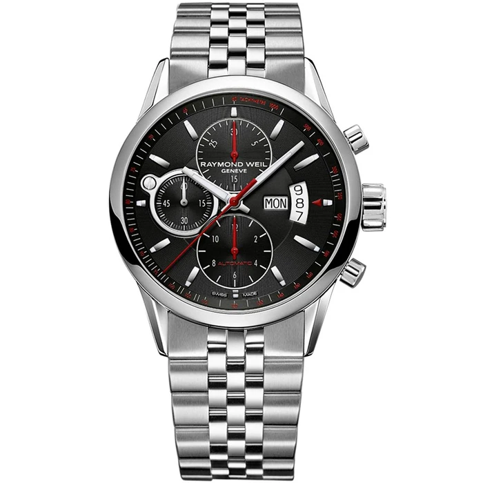 Мъжки ръчен часовник с автоматичен механизъм - корпус от Стомана - Стоманена верижка - цвят Черен Сив