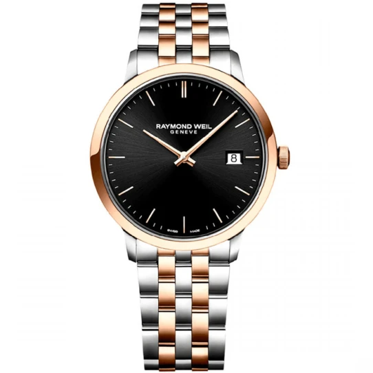 Мъжки ръчен часовник с кварцов механизъм - корпус от Стомана - Стоманена верижка - цвят Черен Сив