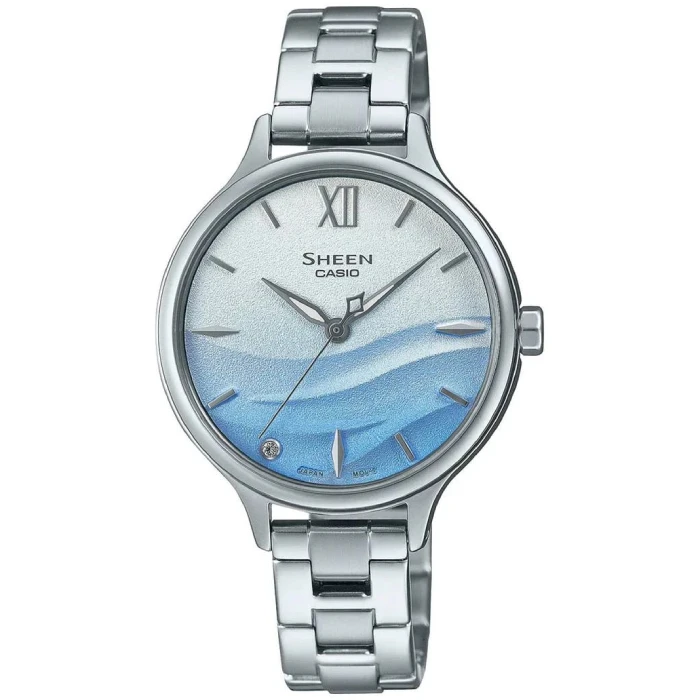 Дамски ръчен часовник с кварцов механизъм - корпус от Стомана - Стоманена верижка - цвят Син Сив