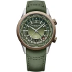 Мъжки ръчен часовник с механичен механизъм - корпус от Бронз - Естествена кожа - цвят Зелен Зелен