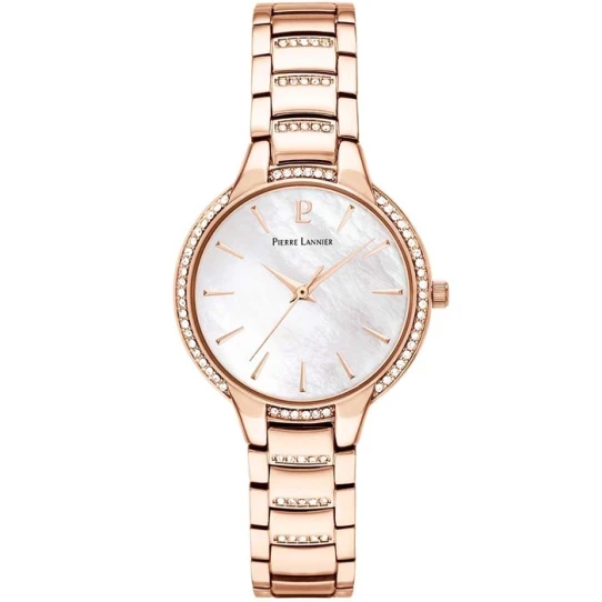 Pierre Lannier 037G999 Elegance Style - Дамски ръчен часовник с кварцов механизъм - корпус от Стомана - Стоманена верижка - цвят Седеф Розово Злато