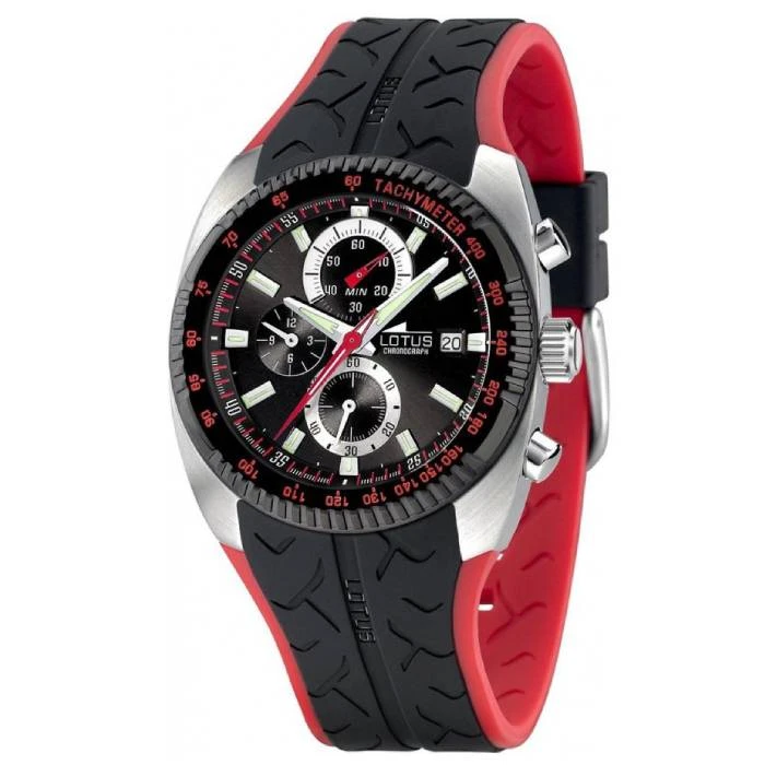 Мъжки ръчен часовник с кварцов механизъм - корпус от Стомана - Силиконова каишка - цвят Черен Червен