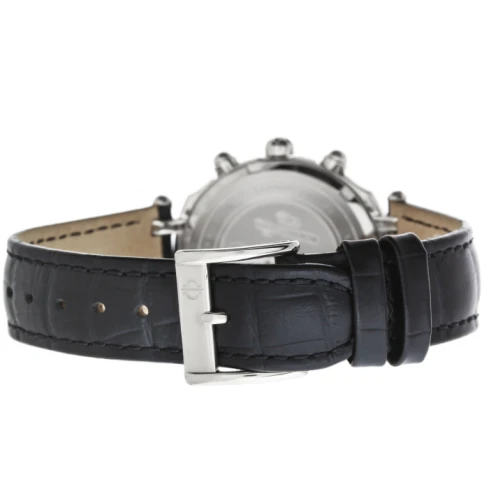 Дамски ръчен часовник с кварцов механизъм - корпус от Стомана - Естествена кожа - цвят Черен Черен