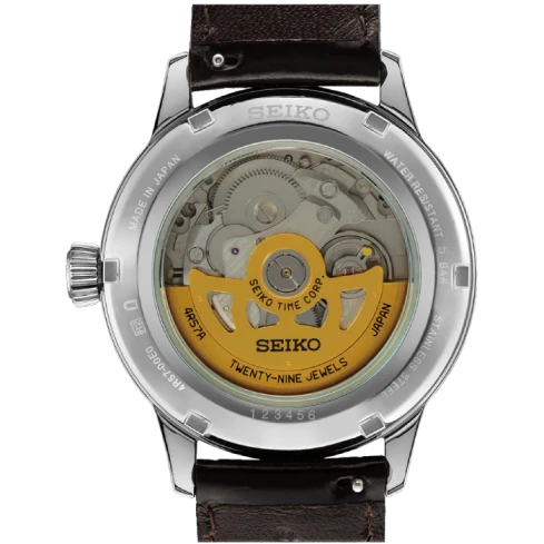 Мъжки ръчен часовник с автоматичен механизъм - корпус от Стомана - Естествена кожа - цвят Зелен Черен