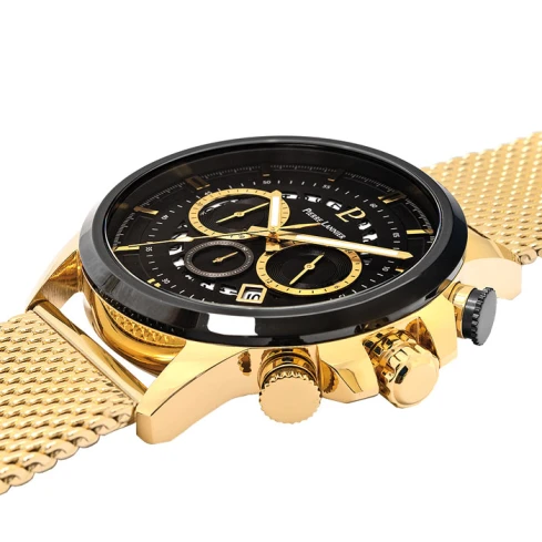 Мъжки ръчен часовник с кварцов механизъм - корпус от Стомана - Меш - цвят Черен