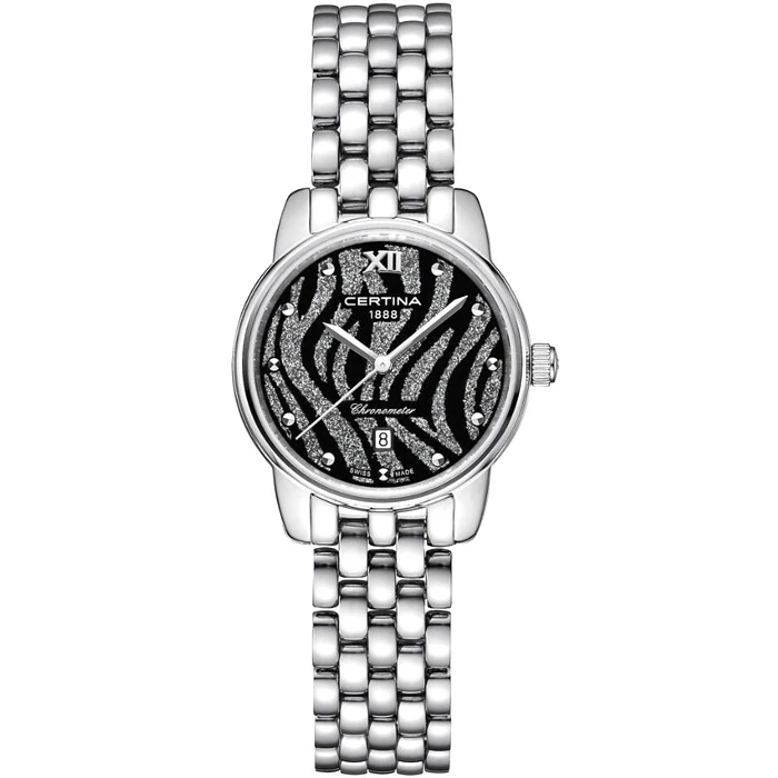 Дамски ръчен часовник с кварцов механизъм - корпус от Стомана - Стоманена верижка - цвят Черен Сив