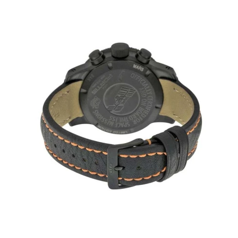 Мъжки ръчен часовник с механичен механизъм - корпус от Титан - Естествена кожа - цвят Черен Оранжев