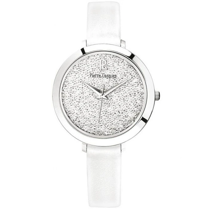 Дамски ръчен часовник с кварцов механизъм - корпус от Стомана - Естествена кожа - цвят Бял Бял