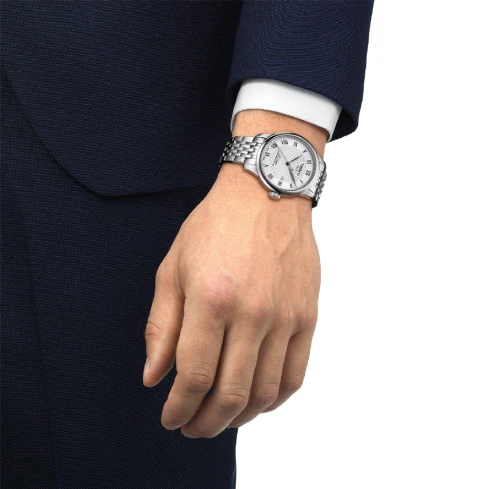 Мъжки ръчен часовник с автоматичен механизъм - корпус от Стомана - Стоманена верижка - цвят Сребрист Сив