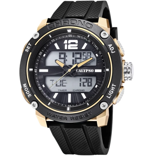 Унисекс ръчен часовник с кварцов механизъм - корпус от Полимер - Полимер - цвят Сив Черен