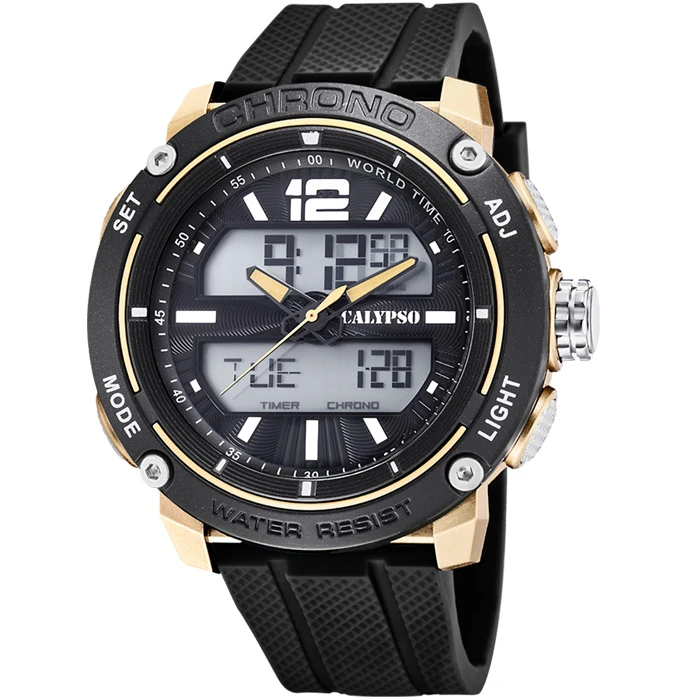 Унисекс ръчен часовник с кварцов механизъм - корпус от Полимер - Полимер - цвят Сив Черен