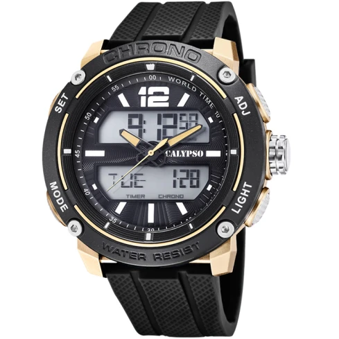 Унисекс ръчен часовник с кварцов механизъм - корпус от Полимер - Полимер - цвят Сив Черен