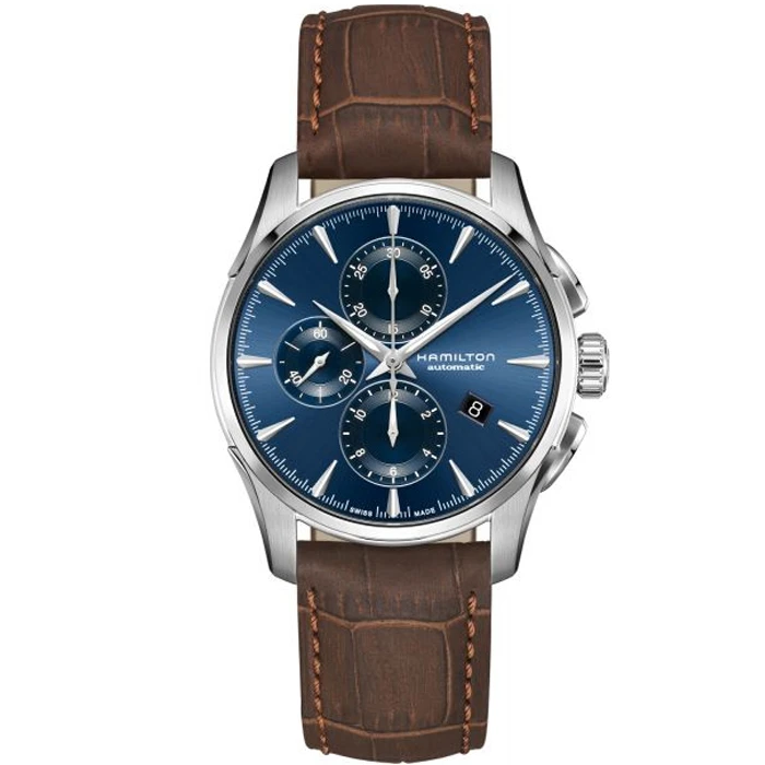 Мъжки ръчен часовник с автоматичен механизъм - корпус от Стомана - Естествена кожа - цвят Син Кафяв