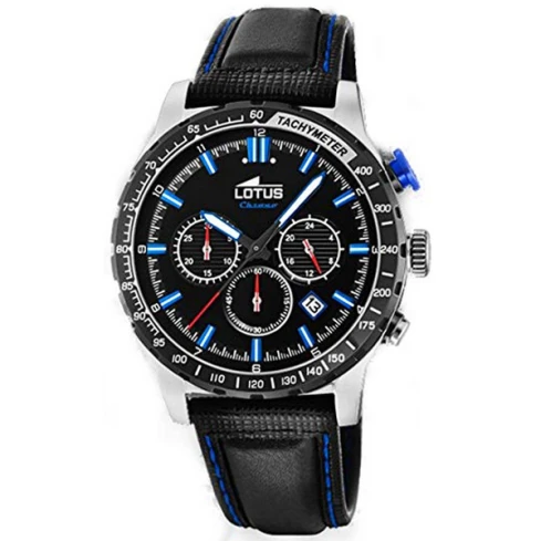 Мъжки ръчен часовник с кварцов механизъм - корпус от Стомана - Естествена кожа - цвят Черен Син