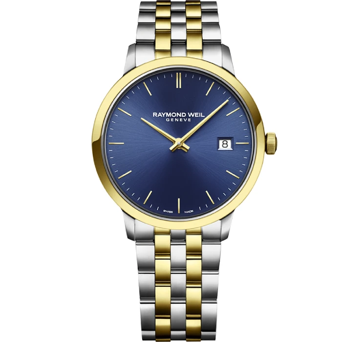 Мъжки ръчен часовник с кварцов механизъм - корпус от Стомана - Стоманена верижка - цвят Син Злато