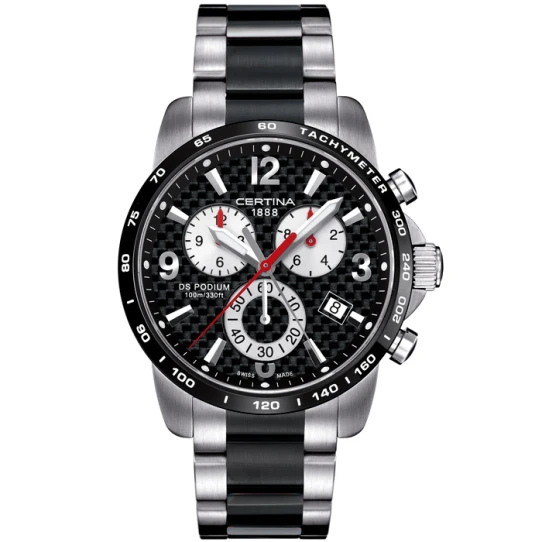 Мъжки ръчен часовник с кварцов механизъм - корпус от Стомана - Стоманена верижка - цвят Черен Черен