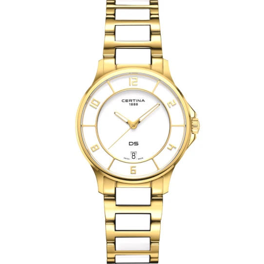 Certina C039.251.33.017.00 DS-6 Lady - Дамски ръчен часовник с кварцов механизъм - корпус от Стомана - Стоманена верижка - цвят Бял Бял