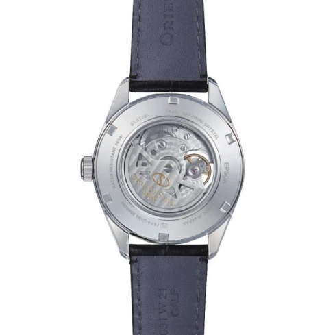 Мъжки ръчен часовник с автоматичен механизъм - корпус от Стомана - Естествена кожа - цвят Син