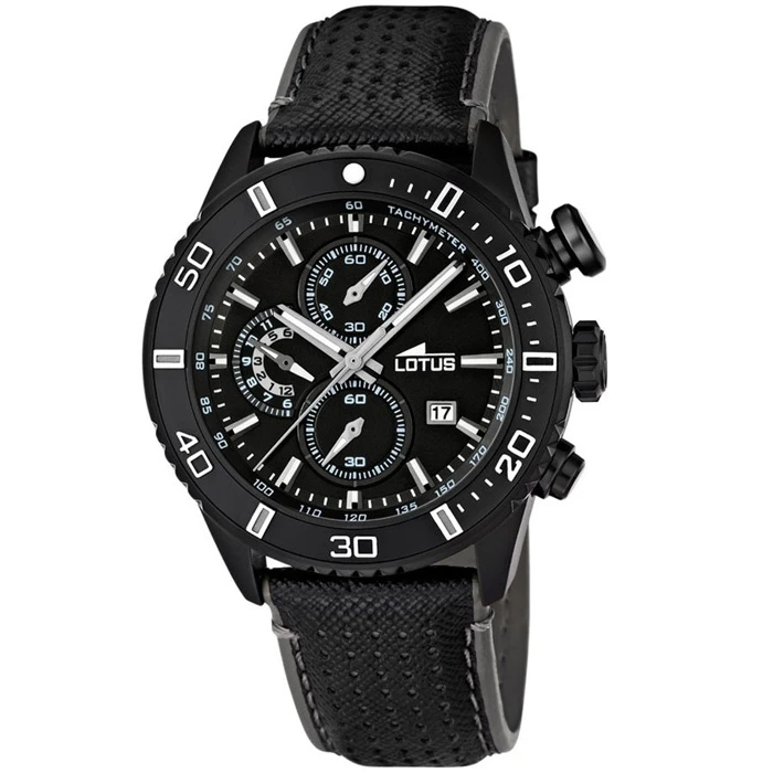 Мъжки ръчен часовник с кварцов механизъм - корпус от Стомана - Естествена кожа - цвят Черен Черен