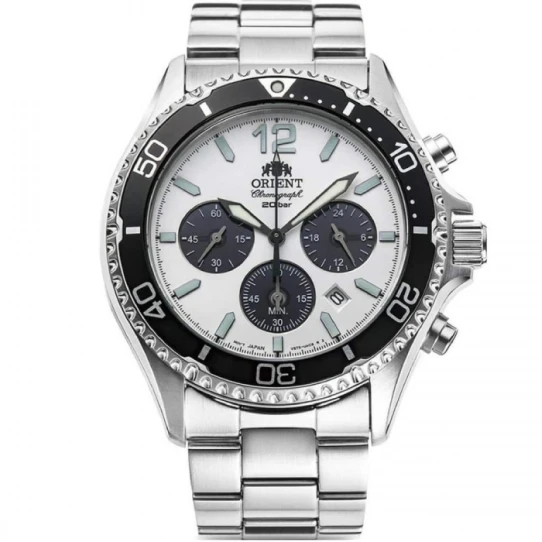 Мъжки ръчен часовник с кварцов механизъм - корпус от Стомана - Стоманена верижка - цвят Бял