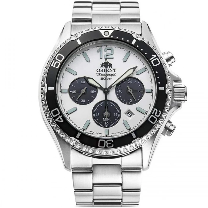 Мъжки ръчен часовник с кварцов механизъм - корпус от Стомана - Стоманена верижка - цвят Бял