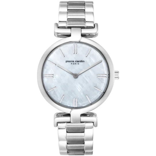 Дамски ръчен часовник с кварцов механизъм - корпус от Стомана - Стоманена верижка - цвят Седеф Сив