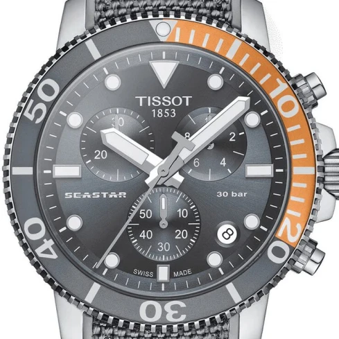 Tissot T120.417.17.081.01 Seastar 1000 - Мъжки ръчен часовник с кварцов механизъм - корпус от Стомана - Каучук - цвят Сив