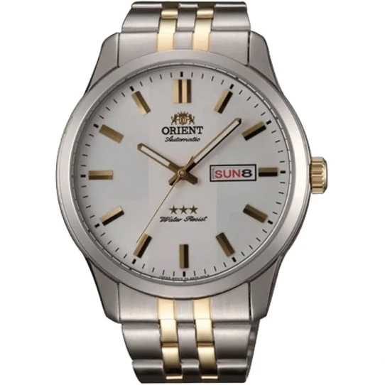 Orient RA-AB0012S Classic Automatic 3 Star - Мъжки ръчен часовник с автоматичен механизъм - корпус от Стомана - Стоманена верижка - цвят Бял Сив