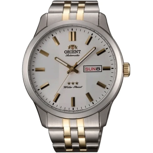 Orient RA-AB0012S Classic Automatic 3 Star - Мъжки ръчен часовник с автоматичен механизъм - корпус от Стомана - Стоманена верижка - цвят Бял Сив