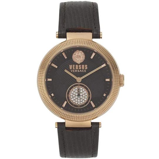 Дамски ръчен часовник с кварцов механизъм - корпус от Стомана - Синтетична кожа - цвят Кафяв Кафяв