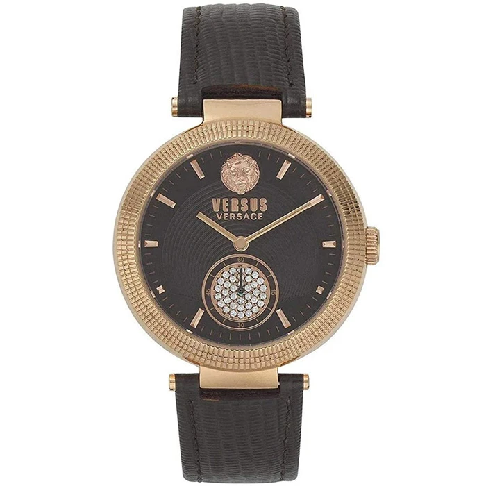 Дамски ръчен часовник с кварцов механизъм - корпус от Стомана - Синтетична кожа - цвят Кафяв Кафяв