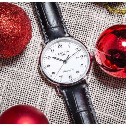 Дамски ръчен часовник с кварцов механизъм - корпус от Стомана - Естествена кожа - цвят Бял