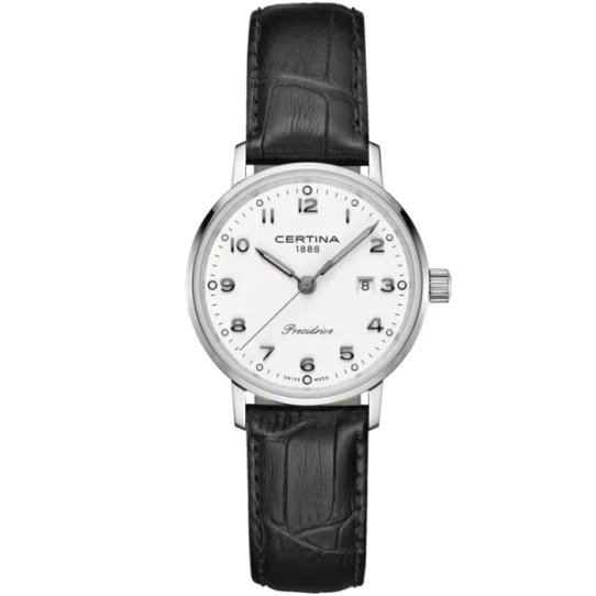 Certina C035.210.16.012.00 DS Caimano - Дамски ръчен часовник с кварцов механизъм - корпус от Стомана - Естествена кожа - цвят Бял