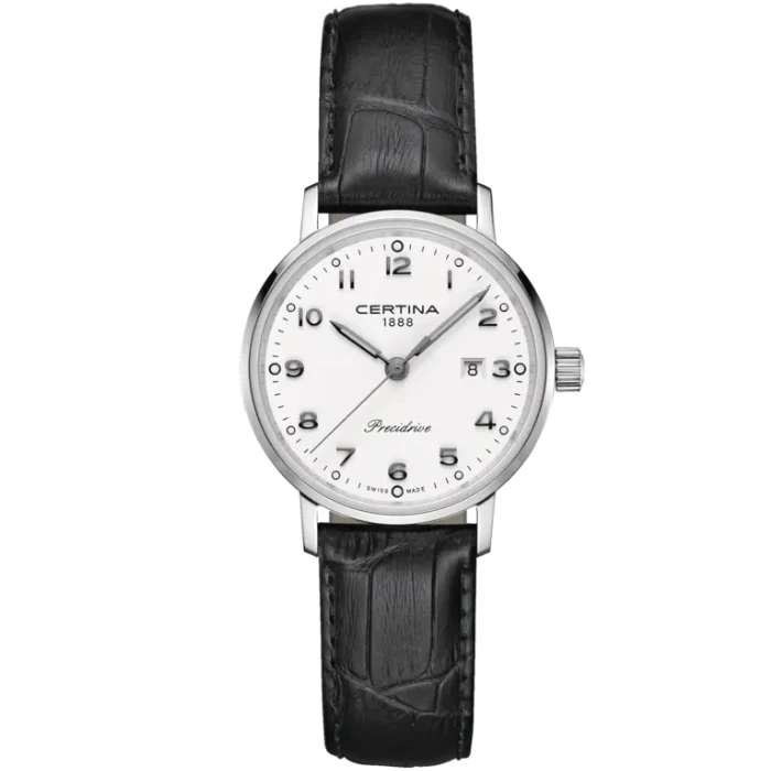 Дамски ръчен часовник с кварцов механизъм - корпус от Стомана - Естествена кожа - цвят Бял