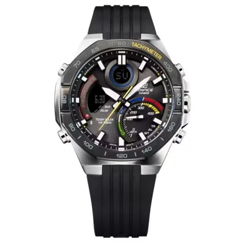 Мъжки ръчен часовник с кварцов механизъм - корпус от Стомана - Каучук - цвят Черен Черен