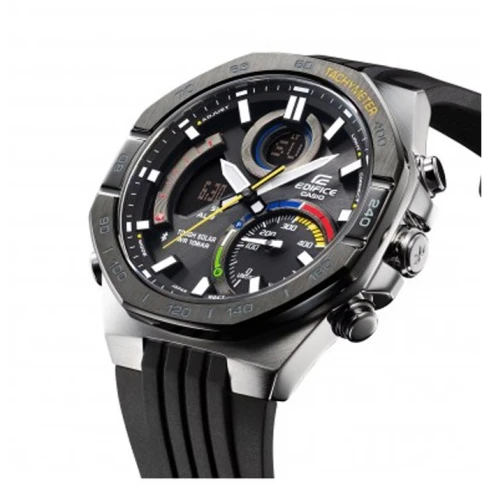 Мъжки ръчен часовник с кварцов механизъм - корпус от Стомана - Каучук - цвят Черен Черен