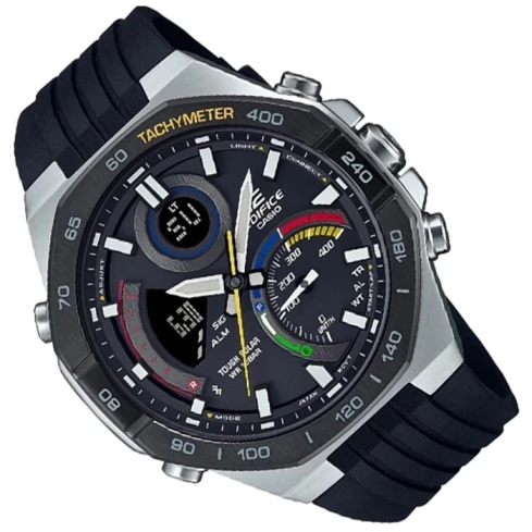 Мъжки ръчен часовник с кварцов механизъм - корпус от Стомана - Каучук - цвят Черен Черен