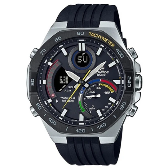 Мъжки ръчен часовник с кварцов механизъм - корпус от Стомана - Каучук - цвят Черен Черен