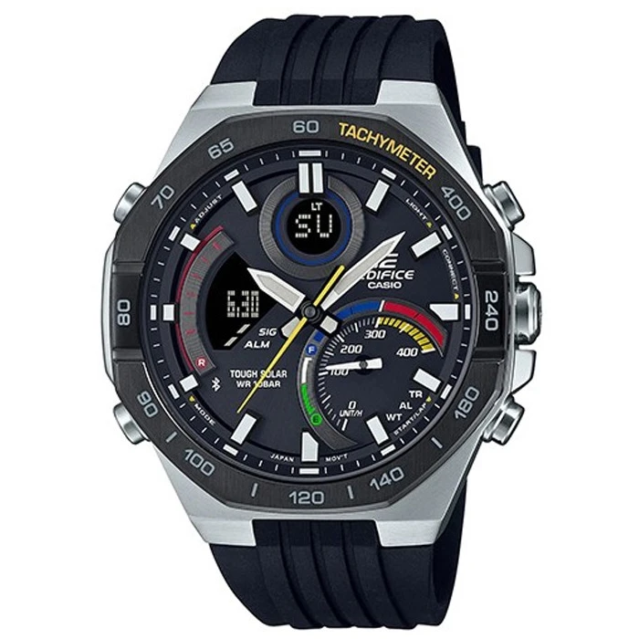 Мъжки ръчен часовник с кварцов механизъм - корпус от Стомана - Каучук - цвят Черен Черен